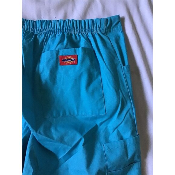 Dickies EDS Signature Womens Drawstring Scrub Pants Small Caribbean Blue Cotton - Picture 11 of 12